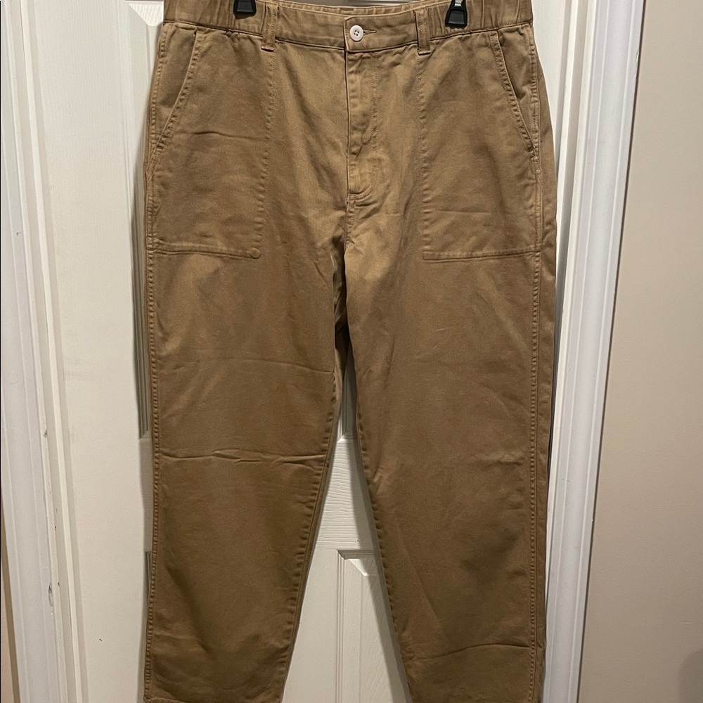 Madewell utility tan barrel leg twill pants